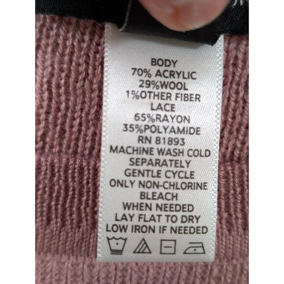 H by Halston Sweater Women’s XS Pink Wool Blend Lace Lightweight - Picture 7 of 9